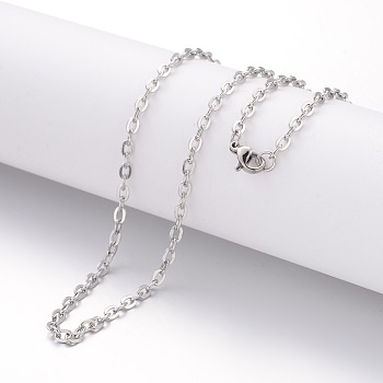 304 Stainless Steel Necklace, Cable Chains, with Lobster Clasps, Stainless Steel Color, 19.69 inch(500mm), 2mm