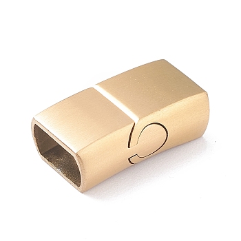 Vacuum Plating 304 Stainless Steel Magnetic Clasps with Glue-in Ends, Rectangle, Golden, 23.5x13.5mm, Hole: 6.5x11.5mm