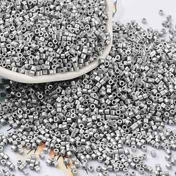 Baking Paint Glass Seed Beads, Cylinder, Silver, 2x1.5mm, Hole: 1mm, about 50398pcs/pound