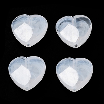 Transparent Acrylic Imitation Shell Beads, Heart, White, 17x17x7mm, Hole: 1.6mm, about 413pcs/500g