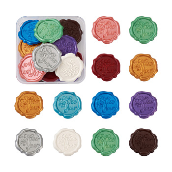 20Pcs 10 Colors Adhesive Wax Seal Stickers, For Envelope Seal, Word Miss You, Mixed Color, 30.8x30.8x2.2mm, 2pcs/color