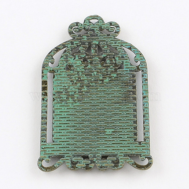 Cage à oiseaux avec du zinc carré supports pendentif en alliage cabochon(PALLOY-R065-095-FF)-2