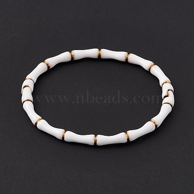 Bracelet jonc en bambou émaillé blanc(BJEW-L678-08G)-3
