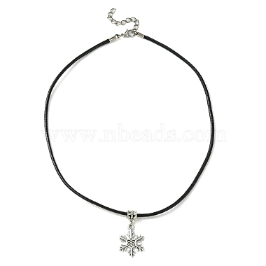 Tibetan Style Alloy Snowflake Pendant Necklaces(NJEW-JN04538)-5