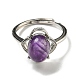 Oval Natural Amethyst Adjustable Rings(RJEW-G317-03P)-3