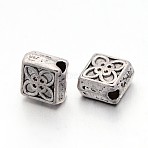 Tibetan Style Alloy Beads, Lead Free & Nickel Free & Cadmium Free, Rhombus, Antique Silver, 6x6.5x3mm, Hole: 1mm(LF0139Y-NF)