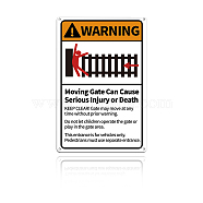 UV Protected & Waterproof Aluminum Warning Signs, WARNING Moving Gate Can Cause Serious Injury or Death, Colorful, 30x20cm, Hole: 4mm(AJEW-WH0111-K23)