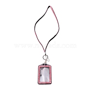 Rectangle PU Leather with Rhinestone Phone Card Holder, with Strap, Cellphone Accessories, Light Rose, 552mm(AJEW-WH0230-48A)