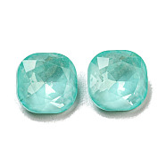Glass Rhinestone Cabochons, Point Back & Back Plated, Faceted, Square, Light Azore, 8x8x4mm(RGLA-G021-04C-361DE)