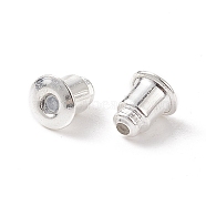 Brass Ear Nuts, Earring Backs, Bullet, Silver Color Plated, about 6mm long, 5mm wide, hole:1mm(E087-S)