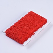 Elastic Lace Trim, Lace Ribbon For Sewing Decoration, Red, 80mm(OCOR-WH0024-A13)