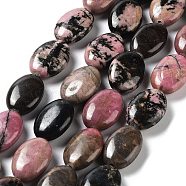 Natural Rhodonite Beads Strands, Flat Oval, 17.5~18x12.5~13x6mm, Hole: 1.2mm, about 22pcs/strand, 15.55''(39.5cm)(G-L164-A-31)