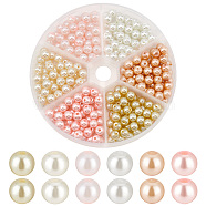 Elite 300Pcs 6 Colors Glass Pearl Beads, Pearlized, Round, Mixed Color, 6~7mm, Hole: 1mm, 50Pcs/color(HY-PH0001-13)