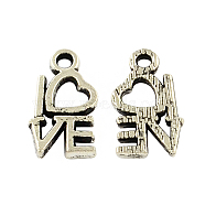 Tibetan Style Alloy Word Love Charms, Cadmium Free & Lead Free, Antique Silver, 14.6x8.3x2mm, Hole: 2mm, about 833pcs/500g(TIBEP-Q043-096-RS)