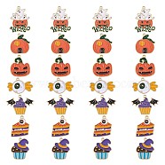 28Pcs 7 Style Halloween Alloy Enamel Pendants, Ghost Pumpkin & Pumpkin House & Candy with Eye, Golden, 26x22mm, 4pcs/style(JX182A)
