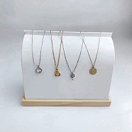 Wood Covered with PU Leather Necklace Display Stands, Curve Pendant Necklace Organizer Holder, Floral White, 20.9x9x15.5cm(NDIS-A002-01A)