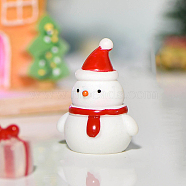 Christmas Themed Resin Snowman Figurine, Micro Landscapes Ornament Accessories, Red, 36x29mm(XMAS-PW0001-091A)