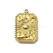 Ion Plating(IP) 304 Stainless Steel Pendants, Rectangle with Hand Charm, Real 18K Gold Plated, 19.5x12x2.5mm, Hole: 1.6mm(STAS-B058-18G-01)