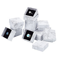 PandaHall Elite 48Pcs Square Marble Print Cardboard Paper Jewelry Gift Box, for Necklace & Earring & Ring, with Sponge Inside, White, Marble Print Box: 5.1x5.1x3.1cm(CON-PH0002-95)