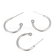 304 Stainless Steel Earring Hooks, Stainless Steel Color, 17x22x1.5mm, Pin: 1mm(STAS-K211-01P-A)