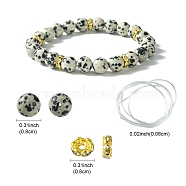 DIY Natural Dalmatian Jasper Round Beaded Stretch Bracelet Making Kit, 8~8.5mm, Hole: 1mm(DIY-YW0008-47)