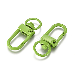 Baking Painted Alloy Swivel Clasps, Swivel Snap Hook, with Iron Findings, Green Yellow, 33.5x13x5mm, Hole: 6x9.5mm(PALLOY-TAC0011-45B)