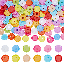 240pcs 12 Colors Plastic Button, 4-Hole, Flat Round, Mixed Color, 30x3.5mm, Hole: 2mm, 20pcs/color(KY-CP0001-01)