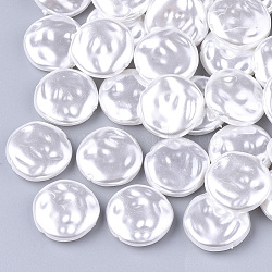 Eco-Friendly ABS Plastic Imitation Pearl Beads, High Luster, Flat Round, Creamy White, 18x5mm, Hole: 1mm(OACR-T012-14D)