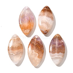 Natural Amethyst Lace Agate Pendants, Horse Eye, 39~40.5x19~20x7.5mm, Hole: 1.5mm(G-A244-08G)