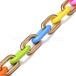 Handmade Opaque Acrylic & CCB Plastic Cable Chains, Oval, for Handbag Chain Making, Golden, Colorful, 31x19x5.5mm & 28x17x5mm(AJEW-JB00688)