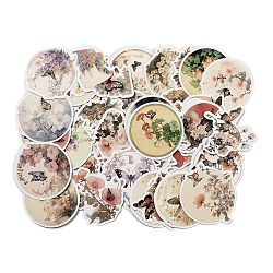 50Pcs Paper Stickers, for DIY Scrapbooking, Journal Decoration, Butterfly & Flower, Mixed Color, 48~65x43~65x0.1mm, about 50Pcs/Bag(DIY-M055-13)