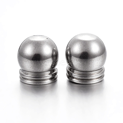 Tarnish Resistant 304 Stainless Steel Cord End Caps, Stainless Steel Color, 8.5x8mm, Hole: 6mm(STAS-P223-20P-02)