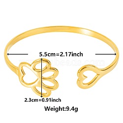 Stylish European and American Hollow Paw Print & Heart 304 Stainless Steel Cuff Bangles for Women(IJ5253-2)