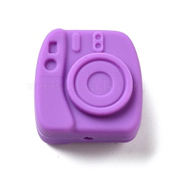 Camera Food Grade Eco-Friendly Silicone Focal Beads, Chewing Beads For Teethers, DIY Nursing Necklaces Making, Blue Violet, 24x23x12mm, Hole: 2mm(SIL-C007-16G)