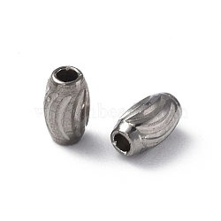 201 Stainless Steel Beads, Barrel, Stainless Steel Color, 5x3mm, Hole: 1.2mm(STAS-G298-07A-P)