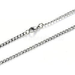 Men's 304 Stainless Steel Cuban Link Chain Necklace, with Lobster Claw Clasp, Stainless Steel Color, 19.68 inch(50cm), Link: 4.5x3x0.8mm(NJEW-S420-002P)