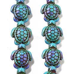 Synthetic Turquoise Dyed Beads Strands, Fuel Injection Effect, Sea Turtle, Mauve, 17~18x14~14.5x7mm, Hole: 1.6mm, about 21~22pcs/strand, 13.39''~14.17''(34~36cm)(G-P507-05M)