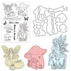 Globleland Fairy PVC Plastic Stamps, with Carbon Steel Cutting Dies Stencils, for DIY Scrapbooking, Photo Album Decorative, Cards Making, Stamp Sheets, Mixed Patterns, 2pc/set(DIY-GL0001-47)