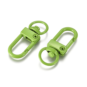 Baking Painted Alloy Swivel Clasps, Swivel Snap Hook, with Iron Findings, Green Yellow, 33.5x13x5mm, Hole: 6x9.5mm