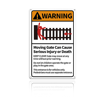 UV Protected & Waterproof Aluminum Warning Signs, WARNING Moving Gate Can Cause Serious Injury or Death, Colorful, 30x20cm, Hole: 4mm