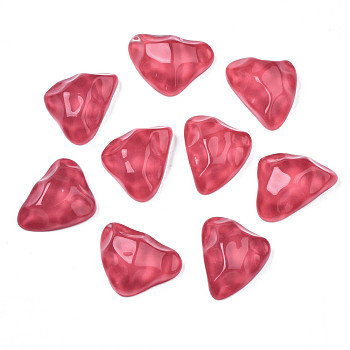 Transparent Resin Cabochons, with Bumpy Top, Water Ripple, Triangle, Cerise, 17.5x23.5~24x8.5mm