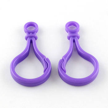 Opaque Solid Color Bulb Shaped Plastic Push Gate Snap Keychain Clasp Findings, Dark Violet, 51x25x5.5mm, Hole: 6mm