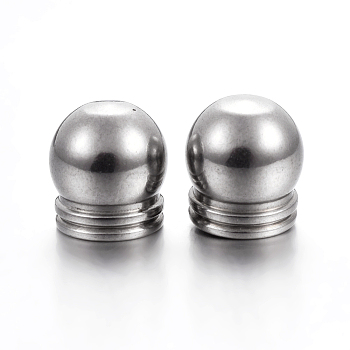 304 Stainless Steel Cord End Caps, Stainless Steel Color, 8.5x8mm, Hole: 6mm