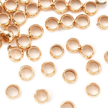 Brass Crimp Beads, Light Gold, 4x2mm, Hole: 3mm