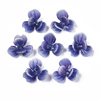 Plastic Beads, Flower, Slate Blue, 17x18x7mm, Hole: 0.8mm