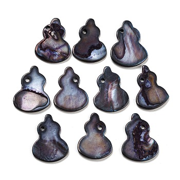 Dyed Natural Freshwater Shell Pendants, Gourd Charms, Dark Slate Blue, 20.5~21x15~16x2~3mm, Hole: 1.5mm