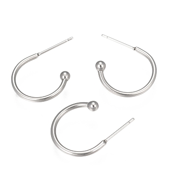 304 Stainless Steel Earring Hooks, Stainless Steel Color, 17x22x1.5mm, Pin: 1mm