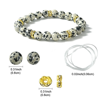 DIY Natural Dalmatian Jasper Round Beaded Stretch Bracelet Making Kit, 8~8.5mm, Hole: 1mm