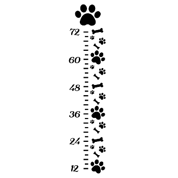 PVC Height Growth Chart Wall Sticker, for Kid Room Bedroom Wallpaper Decoration, Paw Print, 900x390mm
