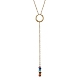 Ожерелья-лариаты в форме ронделя из натуральных и синтетических драгоценных камней(NJEW-JN04640)-1